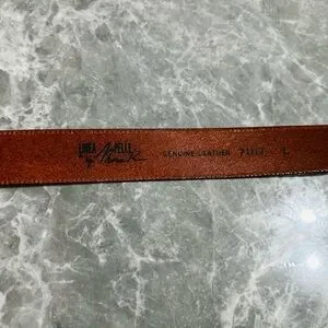 Lines Pelle Italy Sz M leather w/metal belt 36” Linea Pelle Woven Leather Belt Brass Buckle Rings 30-33  main image 2